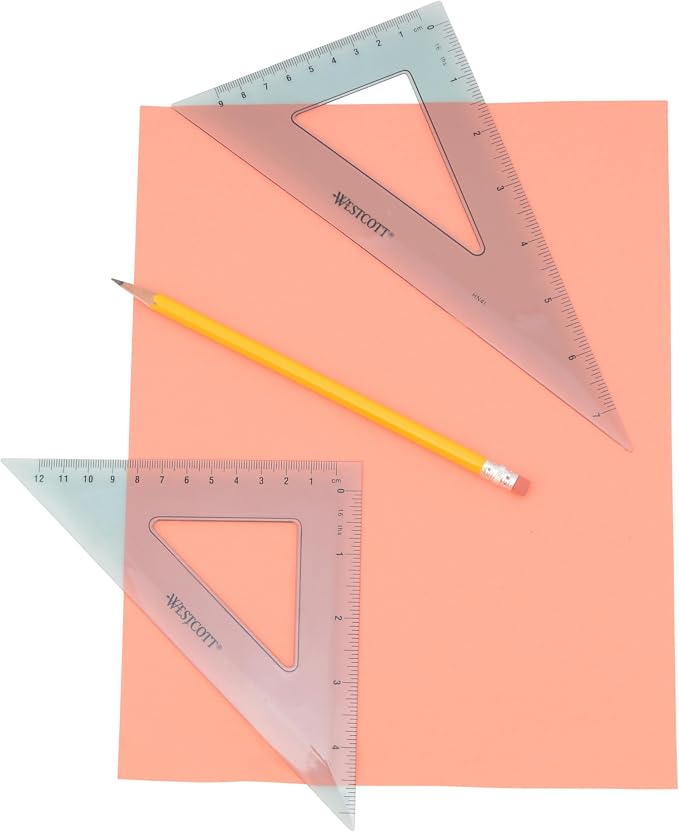 Westcott Triangular Scale Ruler Set, 30/60- and 45/90-Degrees, Back-to-School - Image 3