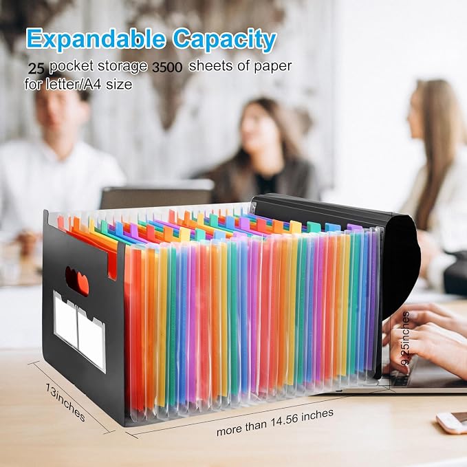 25 Pockets Accordion File Organizer 2 Packs Desktop Expanding File Folders - Image 6