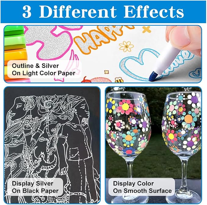 TRANSON 12pcs Outline Shimmering Markers - Image 3