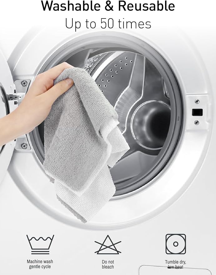 Fantasticlean Microfiber Cleaning Cloth Roll -40 Pack, Tear Away Microfiber Towels, 12" x 12", Reusable, Washable, Scratch Free, Ultra Absorbent Dish Rags for Car, Home, Garage or Shop (Grey)-DeskLoop Office
