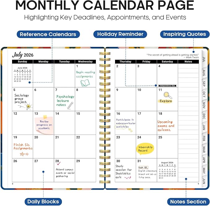 Planner 2026-2027, Academic Year Monthly and Weekly Calendar Planner, Jul 2026 - Image 2