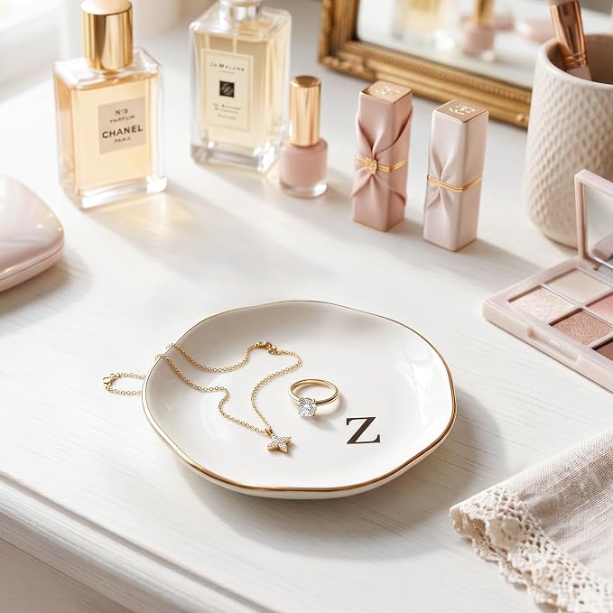 Ceramic Jewelry Tray, Personalized Initial Jewelry Dish - Image 4