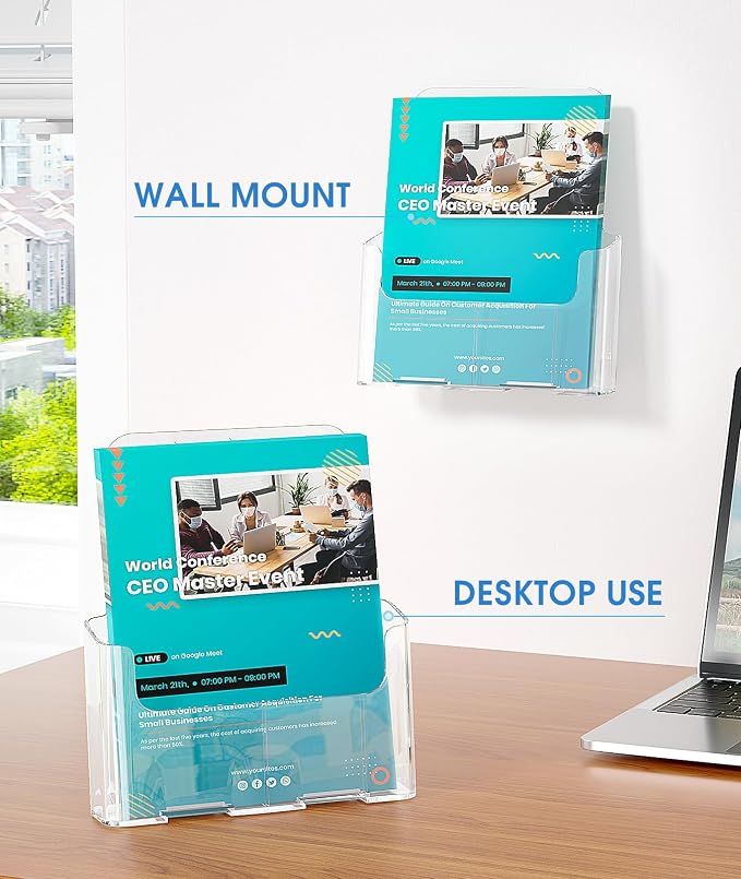 KTRIO Acrylic Brochure Holder 8.5 x 11, 4 Pack Literature Display Stand | - Image 4
