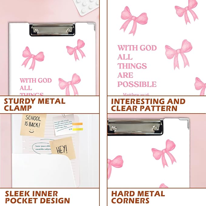 Lacama Preppy Cute Bow Bible Clipboard - Image 7