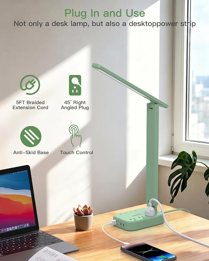 One Beat Small LED Desk Lamp Power Strip, Extension Cord - Image 6