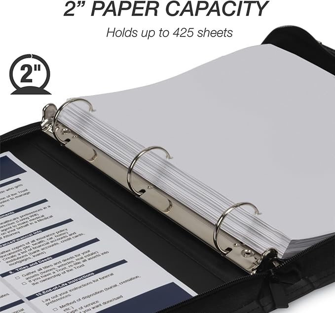 Samsill Classic Collection Leather Zipper Binder, Executive Presentation - Image 5
