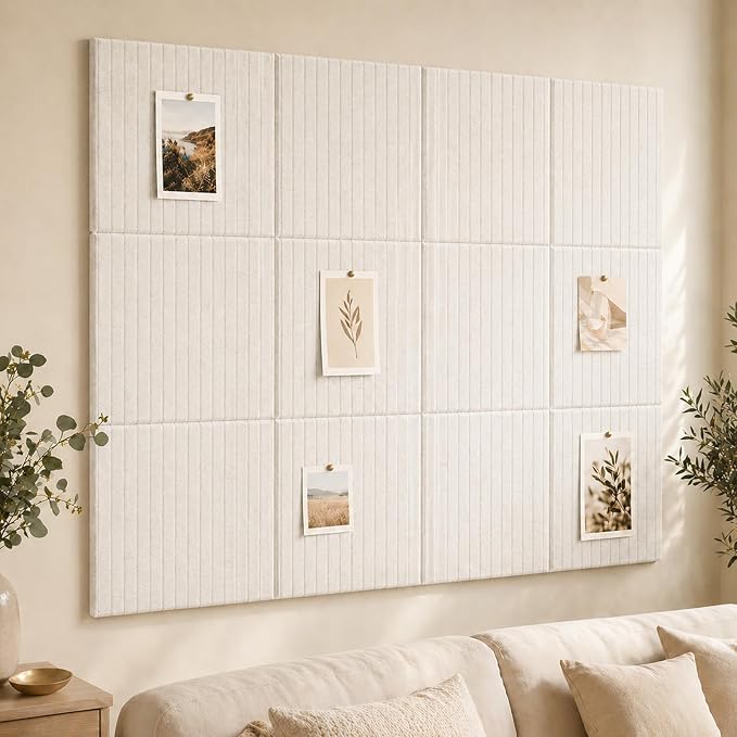 Stripe Felt Bulletin Board Tiles, Cork Board Alternative 48 x 36 in | 0.35 in by CreateYourIdealSpace