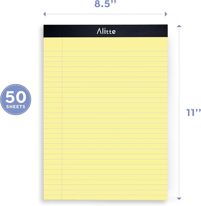 Yellow Legal Notepads 8.5 x 11, Pack of 3 - Perforated Wide Ruled Writing Pad - Premium Thick Paper, No Ink Bleeding - Blank Legal Pads For Home, Office, School, Business - 50 Sheets Per-DeskLoop Office