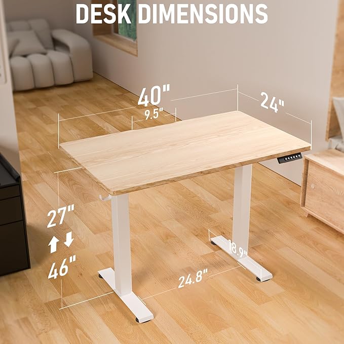 40 * 24 Electric Standing Desk, Adjustable Height Sit Stand Up Desk, Motorized Home Office Computer Gaming Workstation Desk-DeskLoop Office