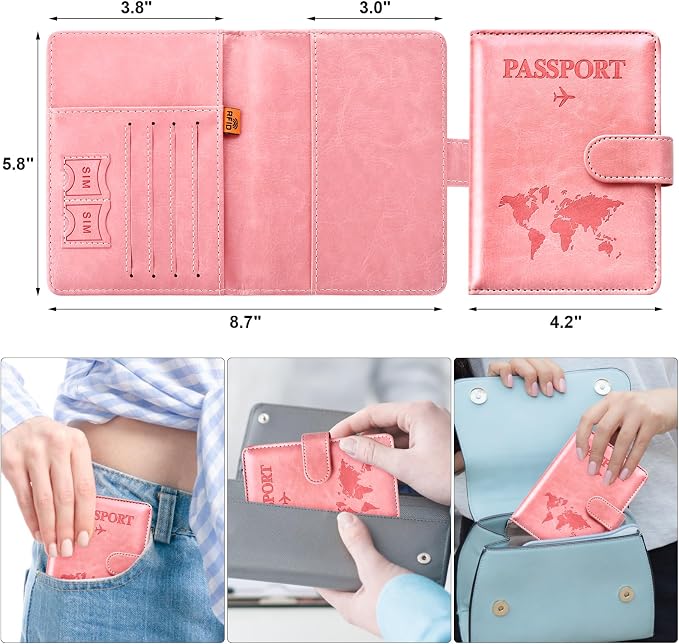 Eoehro Passport Holder for Travel Essentials, Passport Wallet Cover Case for - Image 3