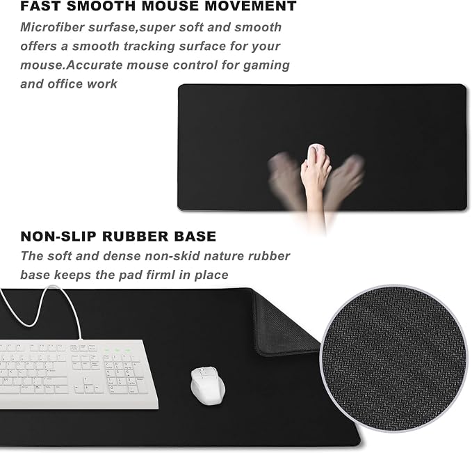 46.9" x 23.5" Waterproof Fabric Desk Pad, Rubber Anti-Slip Base, Stitched Edges - Image 5