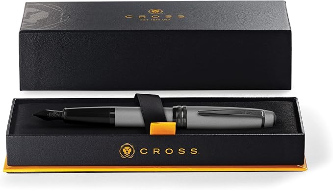 Cross Bailey Refillable Fountain Presented in a Premium Gift Box - Medium Point, Black Ink, Matte Gray-DeskLoop Office