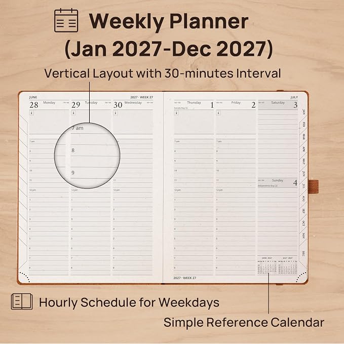 POPRUN 2027 Planner Weekly and Monthly, 6.5" x 8.75" Recycled Paper Calendar - Image 3