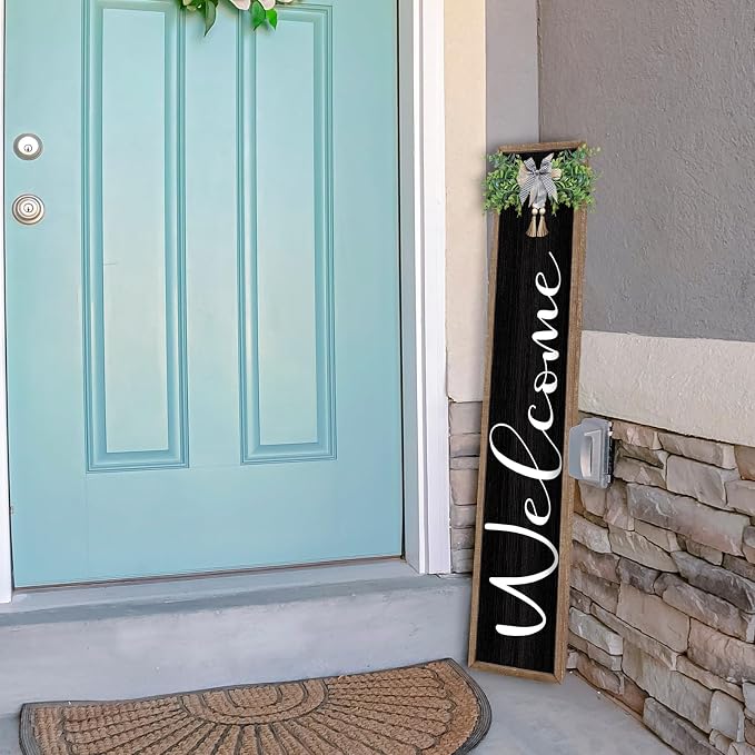 LuZhiQiang Front Porch for Welcome Standing Sign 45"X9" Vertical Tall Long - Image 4