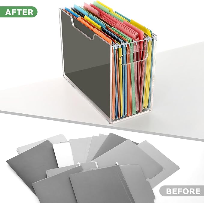 DINGHUO Acrylic File Organizer for Desk, Letter Size Hanging File Folder Holder - Image 5