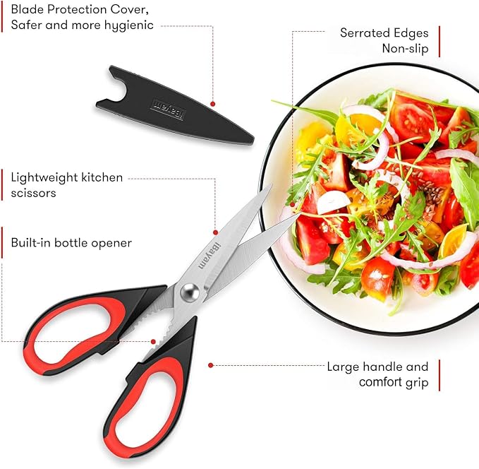 iBayam 3-Pack 8.5"Kitchen Scissors All Purpose Heavy Duty - Image 8