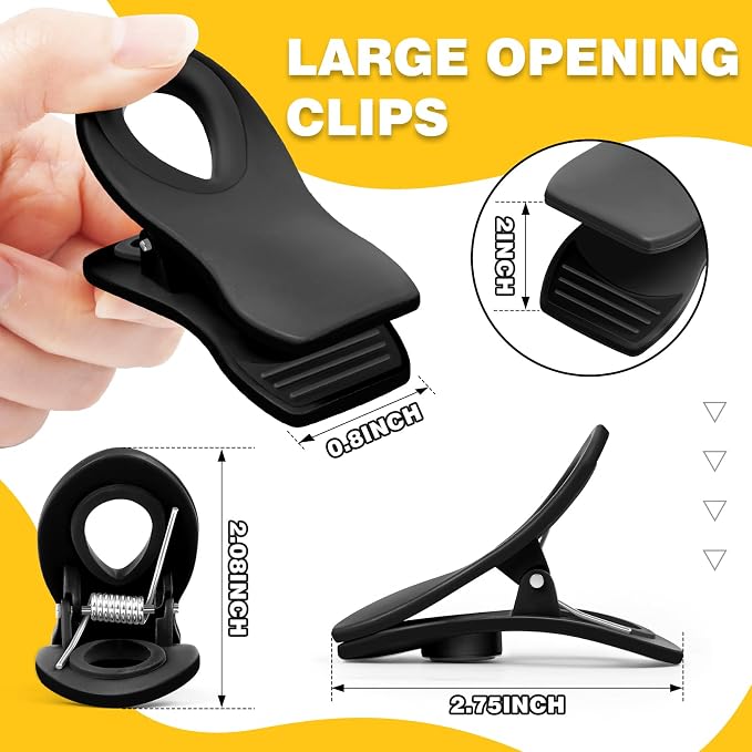 10PCS Magnetic Chip Clips Airtight Seal Reusable Black Bag Clips - Image 5