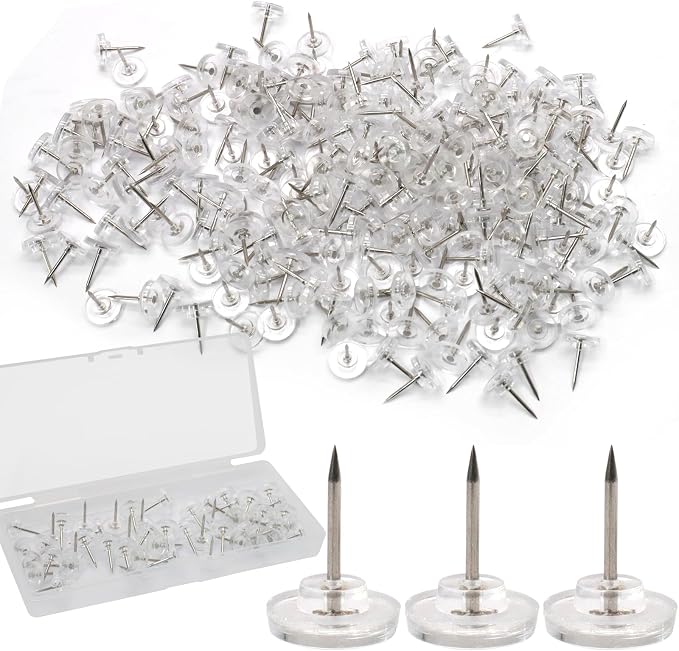 Biaungdo 50 Pcs Clear Flat Push Pins, Plastic Round Head Thumb Tacks - Image 7