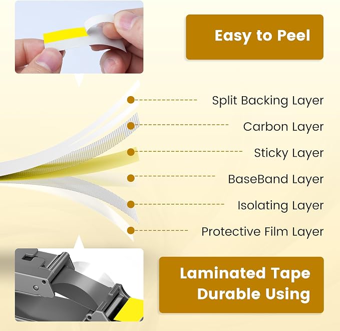 6X Replace for Brother Label Maker Tape 12mm 0.47 Yellow Laminated TZe-631 | - Image 3