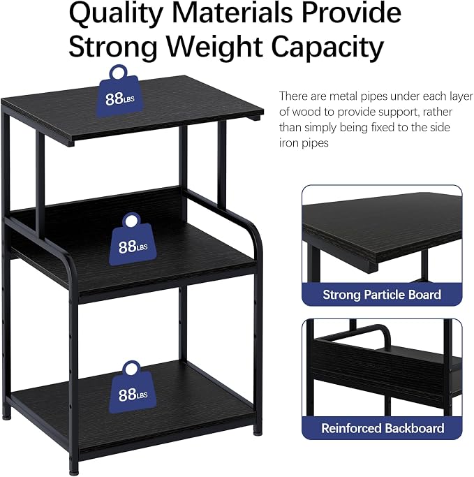 Arbuxzuy Printer Stand with Storage Shelf, 3 Tier Printer Cart with Wheels - Image 7