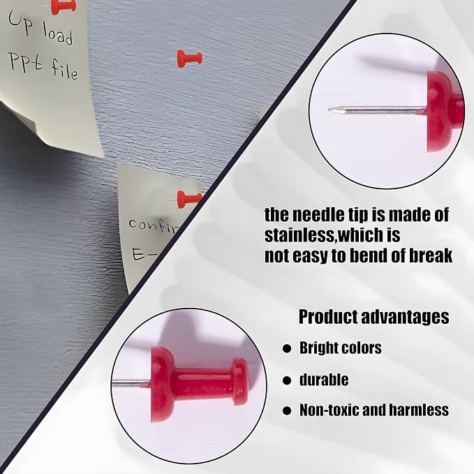 VAPKER Push Pins Tacks 120Pcs DarkRed Thumb Tacks Larger Size Pin Map Tacks - Image 3