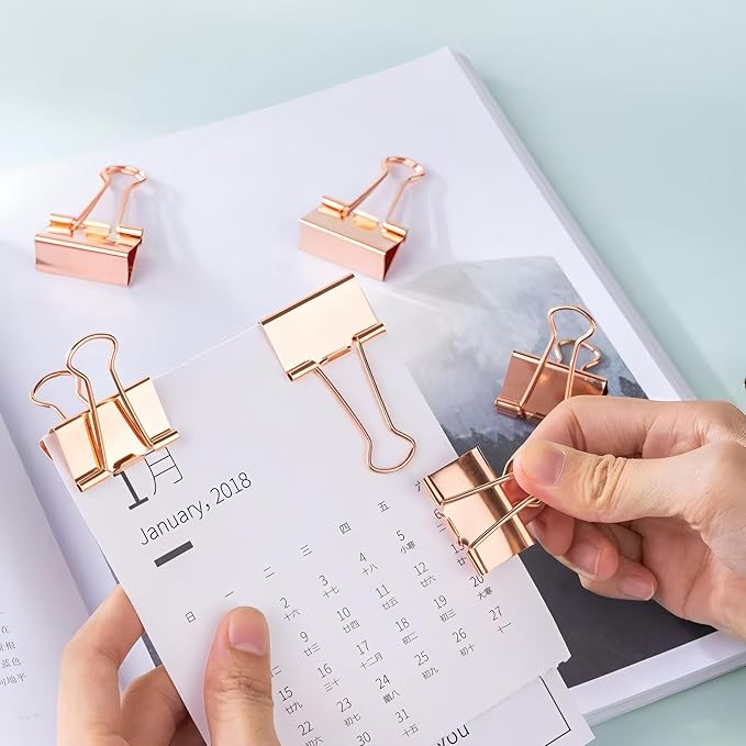 50 Pack Small Rose Gold Binder Clips 3/4 Inch, Colored Little Paper Clamps - Image 6