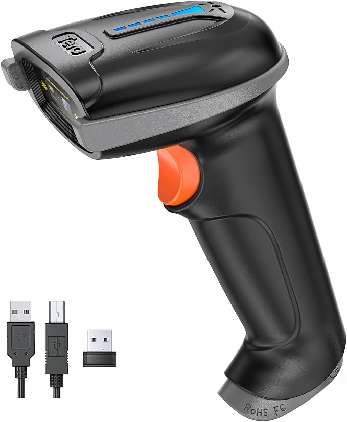 Tera Barcode Scanner with Battery Indicator: 1D Wireless, 5100 Grey | USB Wired by Tera