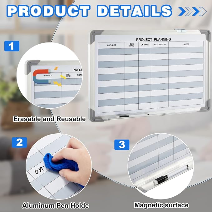 Lincia Project Planning Dry Erase Whiteboard Magnetic Dry Erase Board - Image 3