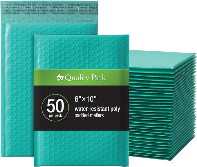 Quality Park Bubble Mailers, 6 x 9 Inch, Teal Poly Mailers, Padded Envelopes by Quality+Park