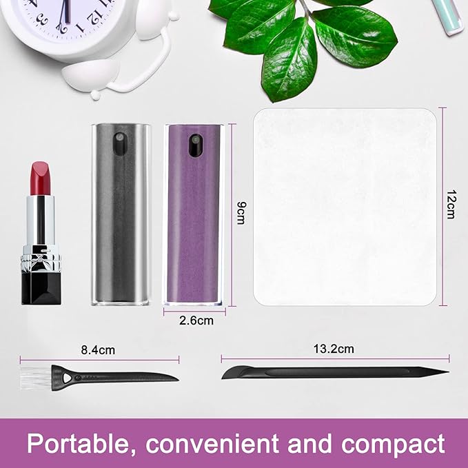2Pcs Laptop Screen Monitor Cleaner Spray, walrfid Portable Phone Touchscreen and Car Screen Cleaning Kit for Cell Phones, Tablet, PC, Computer, iPhone, iPad, MacBook Pro - Grey and Purple-DeskLoop Office