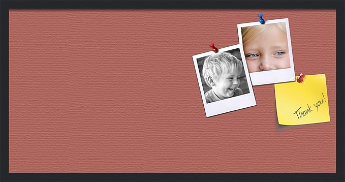PinPix 36x18 Inch Cork Bulletin Board. This Decorative Framed Pin Board Comes with Crimson Pastel Design and a Satin Black Frame. Ideal for Home Office Decor or Message Board (PinPix-1807)-DeskLoop Office