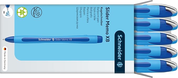Schneider Slider Memo XB Ballpoint Pen, 1.4 mm, Light Blue Barrel, Box of 10 - Image 6