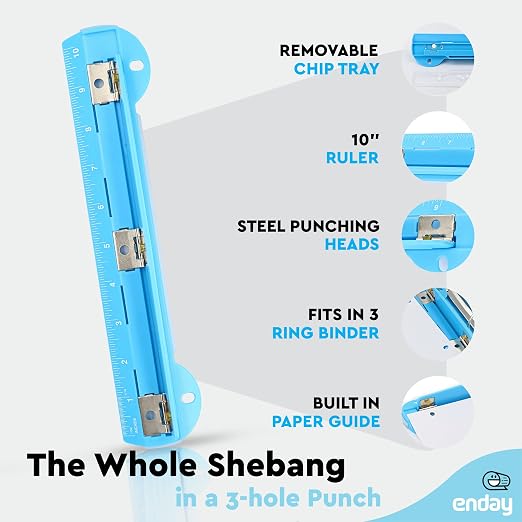 3 Hole Punch Blue, Portable Hole Puncher - Image 3