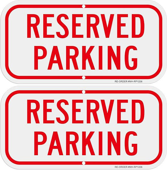 2 Pack Reserved Parking Signs, 12x6Inch Aluminum Reserved Sign, UV Protected by MINGHONGSIGNS