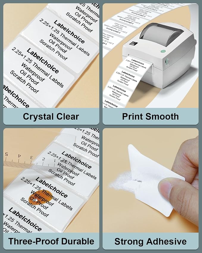 2.25" x 1.25" 3-Proof White Direct Thermal Labels - Image 3