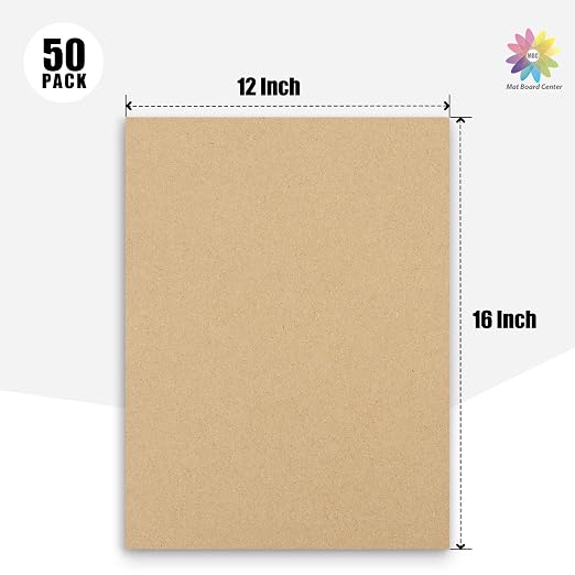 Mat Board Center, 50 Corrugated Cardboard Sheets 12x16 Inches Flat Card Board - Image 2