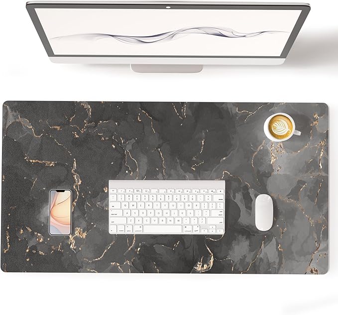 Colorful Star Black Marble Large Mouse Pad, Waterproof Office Desk Mat by ColorfulStar