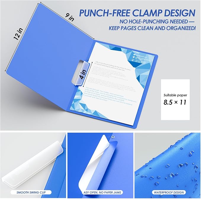 5 Pack Lightweight Swing Clip Report Covers, 9×12 Letter Size, 40 Sheet Capacity - Image 3