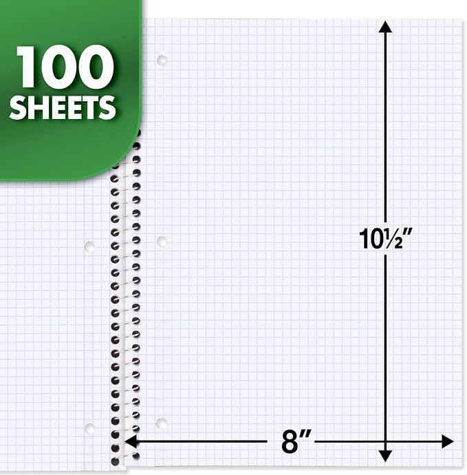 Mead Spiral Notebook, 1 Subject, Graph Ruled Paper, 7-1/2" x 10-1/2", 100 Sheets - Image 2
