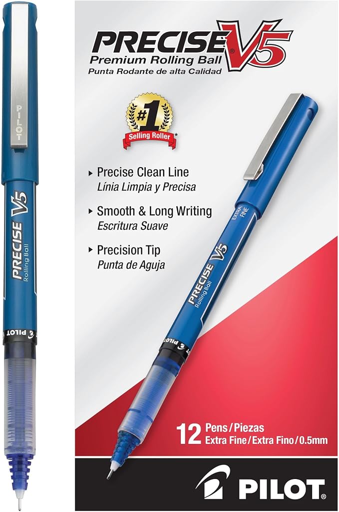 Pilot Precise V5 Rollerball Pens, Extra Fine Point 0.5 mm Blue Pens, Journaling by PilotCorporationofAmerica