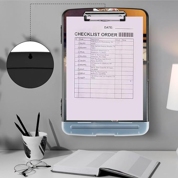 Clipboard with Storage, Heavy Duty Plastic Storage Clipboard with Low Profile - Image 4