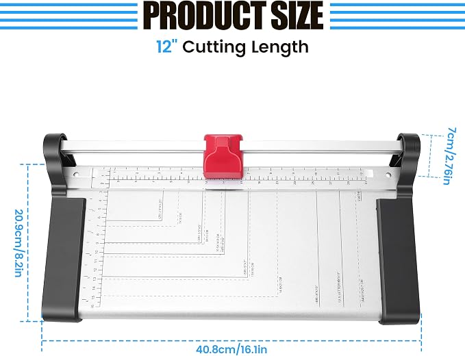 Rotary Paper Trimmer, Heavy Duty Stainless Steel Paper Cutter Sliding - Image 2