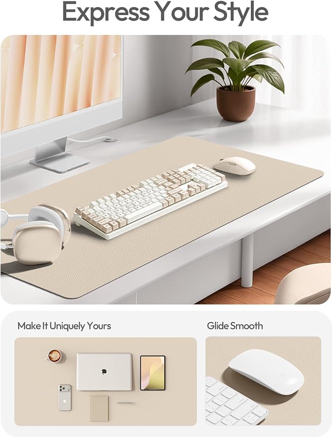 YSAGi Leather Desk Protector, Office Mat, Large Mouse Mat, Non-Slip PU Leather - Image 2