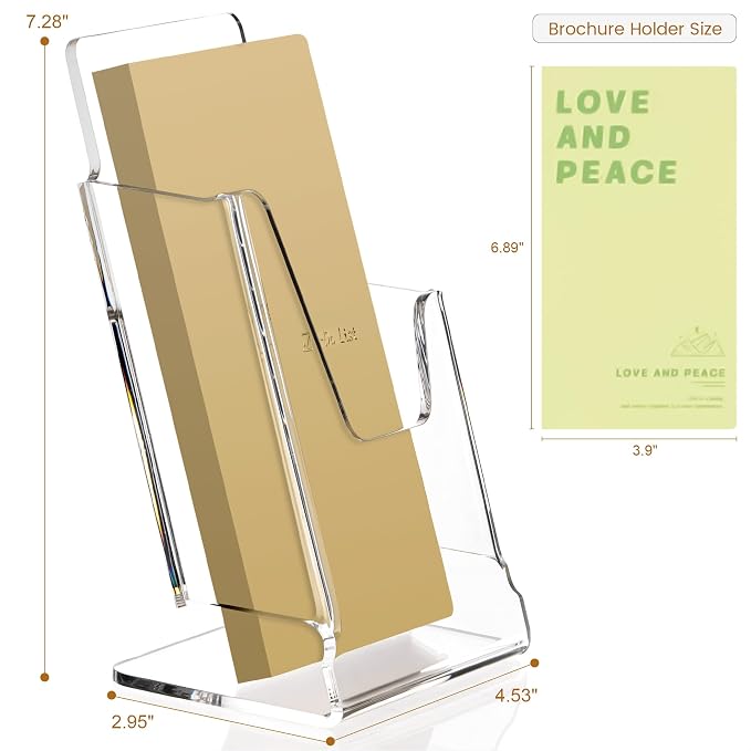 HeZone Acrylic Brochure Holder 4x9 Inch, Leaflets - Image 2
