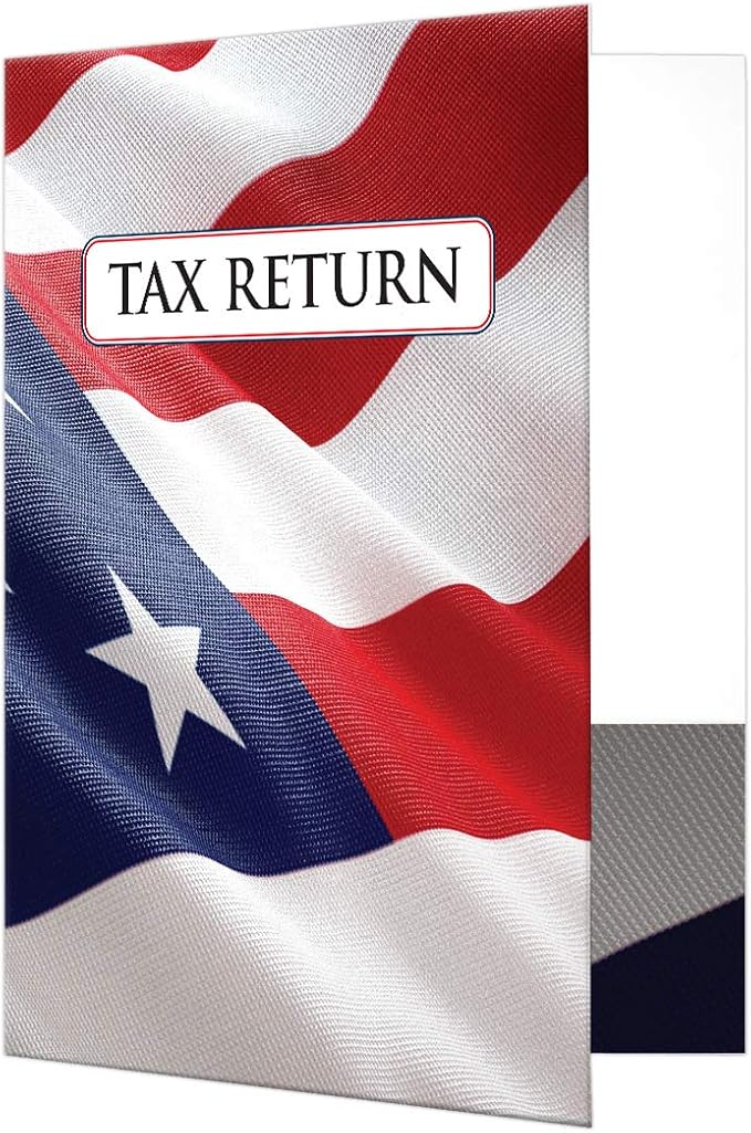 LUXPaper 9" x 12" Tax Return Folders | Two Pocket | Patriotic American Flag | by LUXPaper