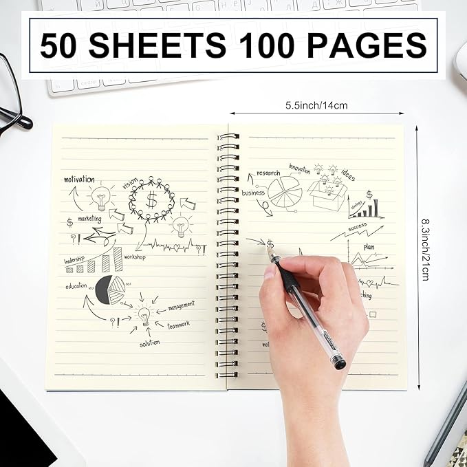 Yahenda 36 Pcs Spiral Notebook Bulk A5 Journal Lined 8.3'' x 5.5'' Writing Composition Paper Small Notepad Subject Notebook for Students Office Business Back to School Supplies (Deep Blue)-DeskLoop Office