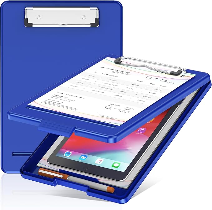 Clipboard with Storage, Plastic Storage Nursing Slim Clipboard with Low Profile by Sunnyclip