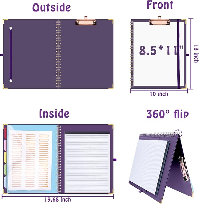HAUTOCO Clipboard Folio with Refillable Lined Notepad - Image 2