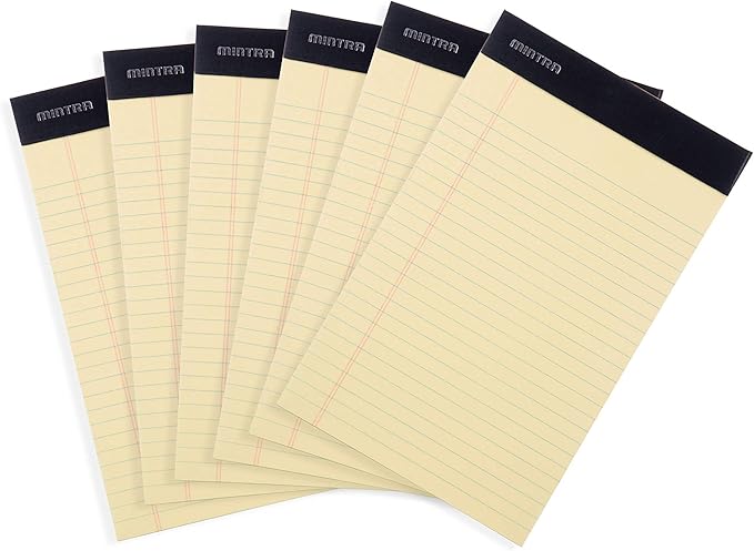 Mintra Office Legal Pads, ((xBasic, 5in x 8in, Narrow (Canary), 36pk (6-6pks))-DeskLoop Office