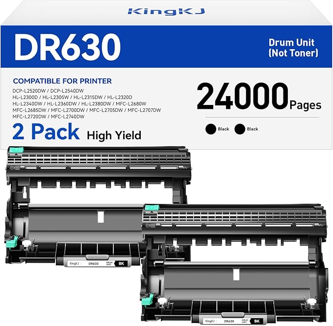 DR630 Drum Unit (Not Toner) Replacement Compatible for Brother DR-630 Imaging Drum HL-L2380DW HL-L2320D HL-L2340DW DCP-L2540DW MFC-L2700DW MFC-L2720DW HL-L2300D HL-L2360DW MFC-L2740DW Printer 2-Pack-DeskLoop Office